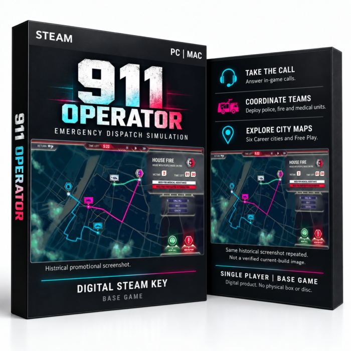911 Operator Steam – digital spillutgave vist med forside og bakside