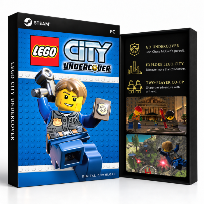 LEGO City Undercover Steam – digital spillutgave vist med forside og bakside