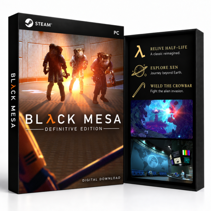 Black Mesa Steam – digital spillutgave vist med forside og bakside