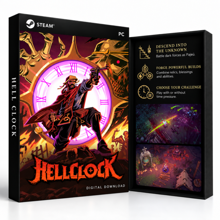 Hell Clock Steam – digital spillutgave vist med forside og bakside