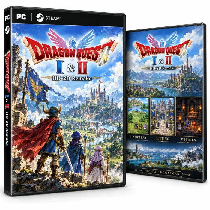 Dragon Quest I & II HD-2D Remake for Steam – illustrasjon av det digitale spillet