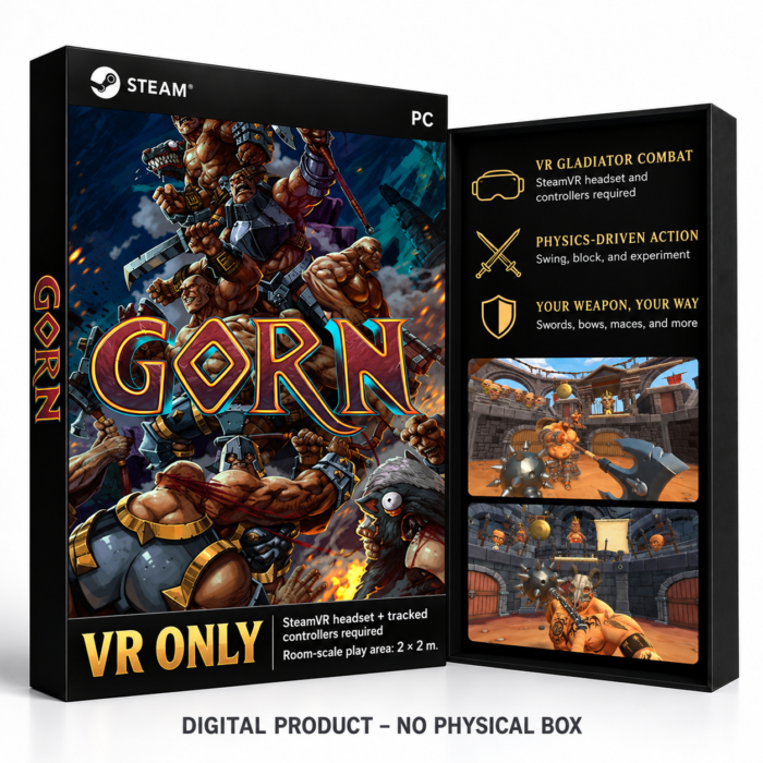 GORN VR Steam – digital spillutgave vist med forside og bakside