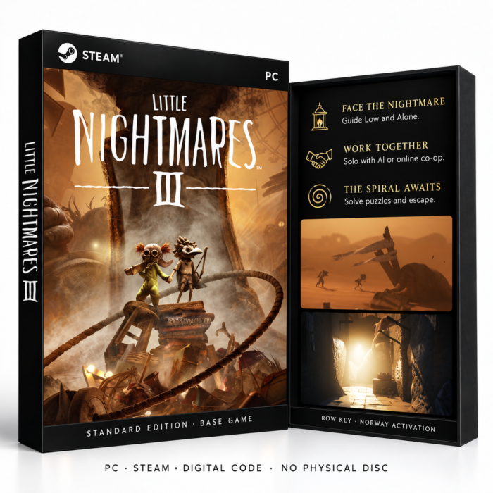 Little Nightmares III – Steam – digital spillutgave vist med forside og bakside