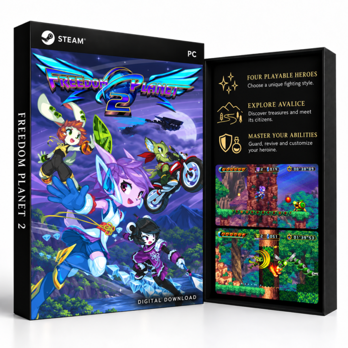 Freedom Planet 2 Steam – digital spillutgave vist med forside og bakside