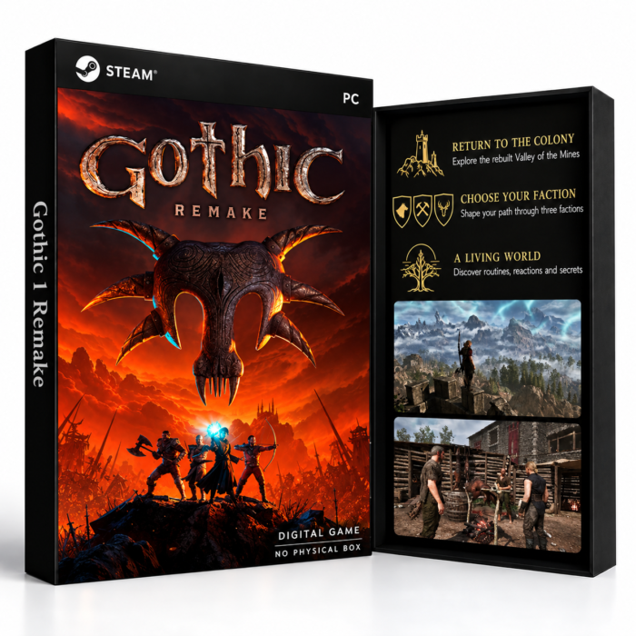 Gothic 1 Remake Steam – digital spillutgave vist med forside og bakside