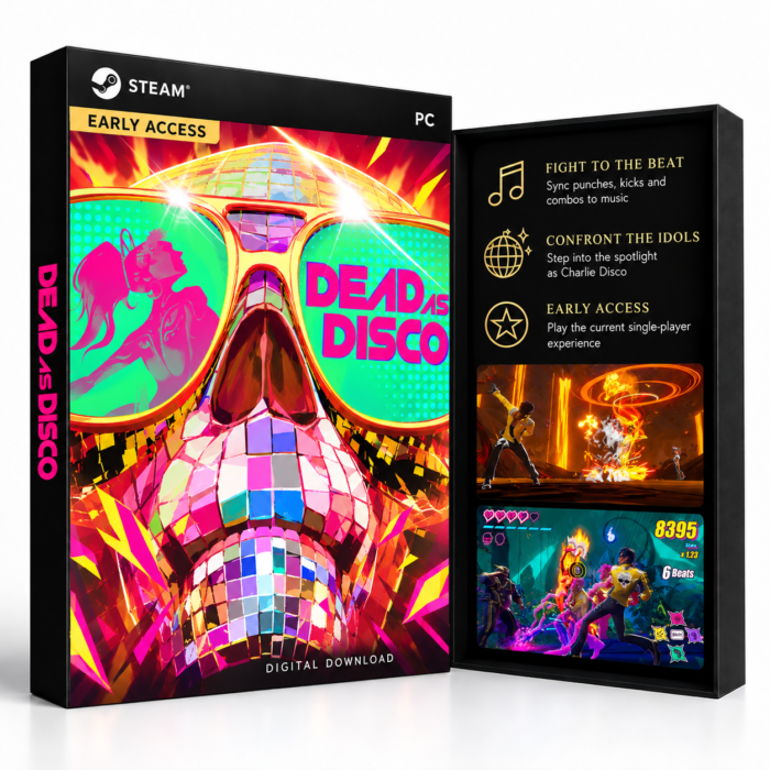 Dead as Disco Steam – digital spillutgave vist med forside og bakside