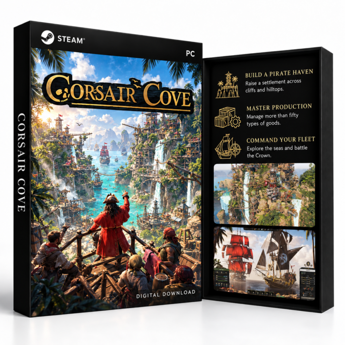 Corsair Cove Steam – digital spillutgave vist med forside og bakside