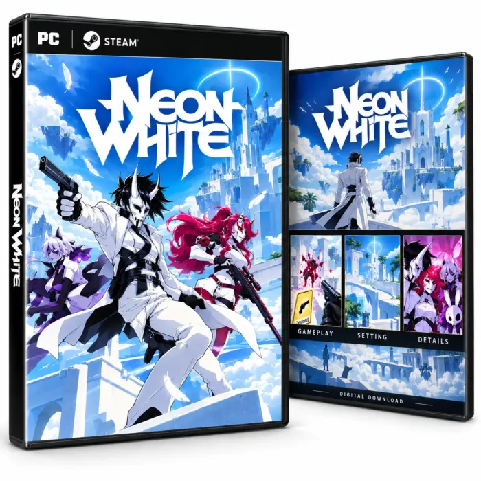 Neon White for Steam – illustrasjon av det digitale spillet
