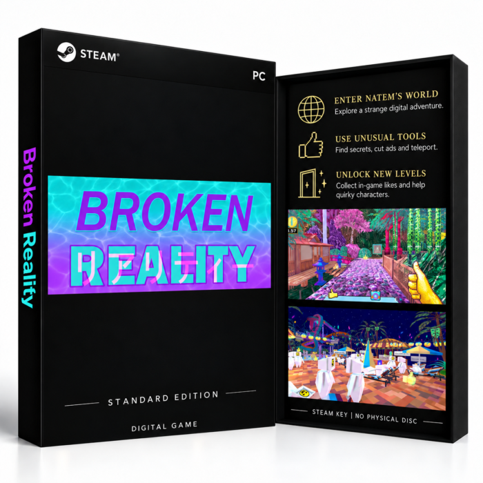 Broken Reality – Steam – digital spillutgave vist med forside og bakside