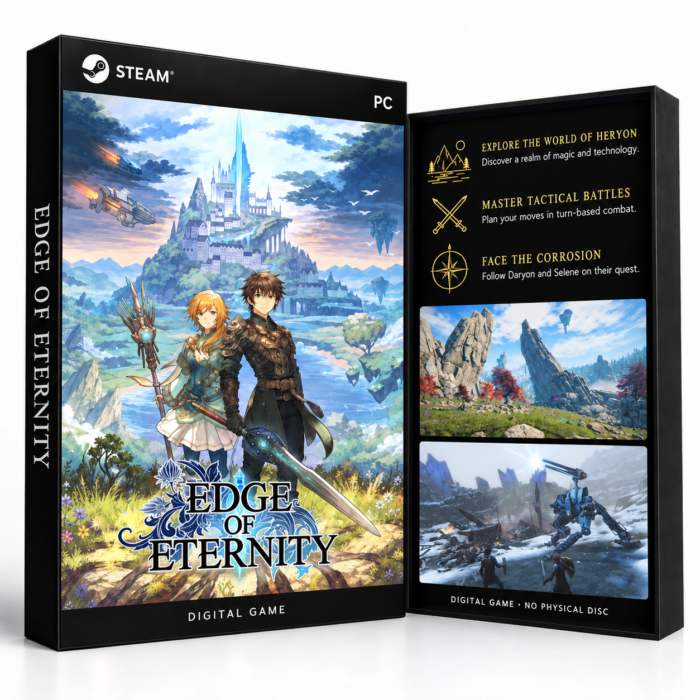 Edge Of Eternity – PC (Steam) – digital spillutgave vist med forside og bakside