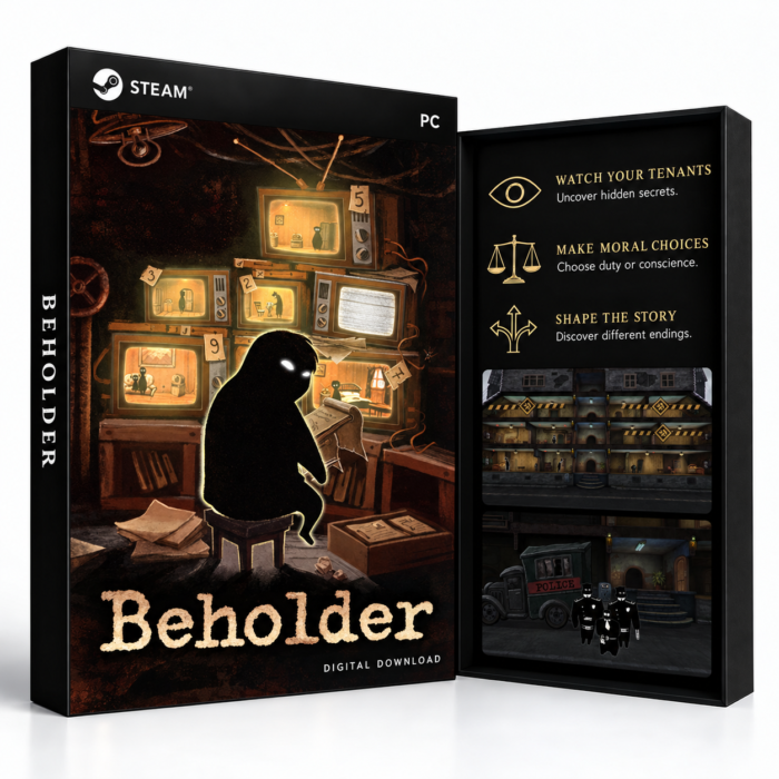 Beholder Steam – digital spillutgave vist med forside og bakside