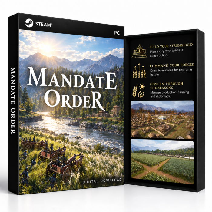 Mandate Order Steam – digital spillutgave vist med forside og bakside