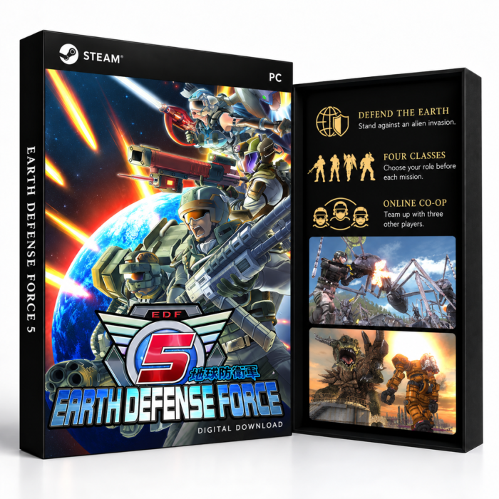 EARTH DEFENSE FORCE 5 Steam – digital spillutgave vist med forside og bakside