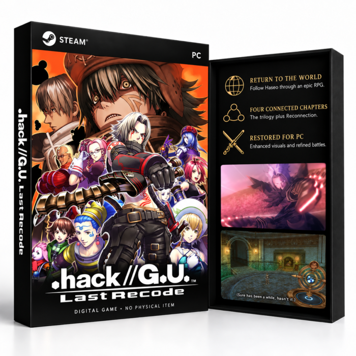 .hack//G.U. Last Recode – PC (Steam) – digital spillutgave vist med forside og bakside