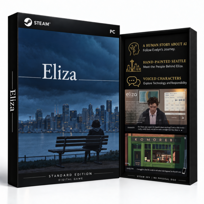 Eliza Steam – digital spillutgave vist med forside og bakside