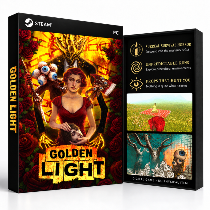 Golden Light – PC (Steam) – digital spillutgave vist med forside og bakside