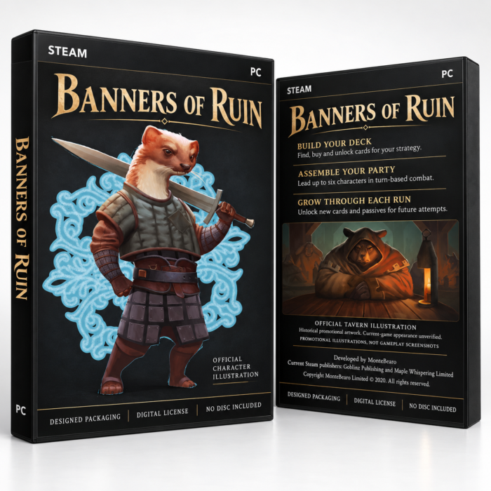 Banners of Ruin Steam – digital spillutgave vist med forside og bakside