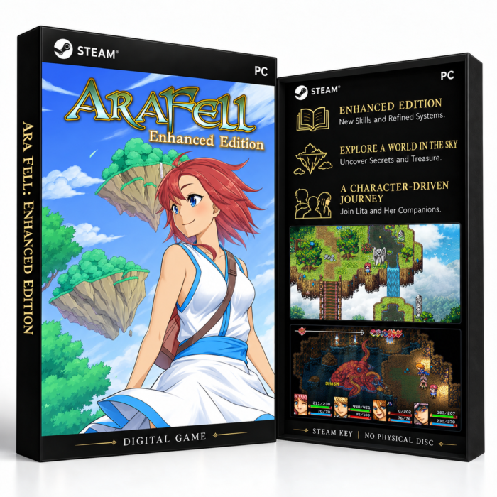 Ara Fell: Enhanced Edition Steam – digital spillutgave vist med forside og bakside