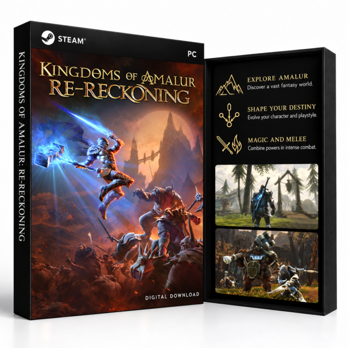 Kingdoms of Amalur: Re-Reckoning Steam – digital spillutgave vist med forside og bakside