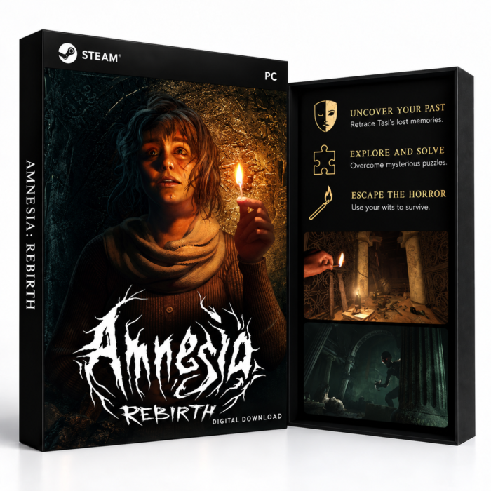 Amnesia: Rebirth Steam – digital spillutgave vist med forside og bakside