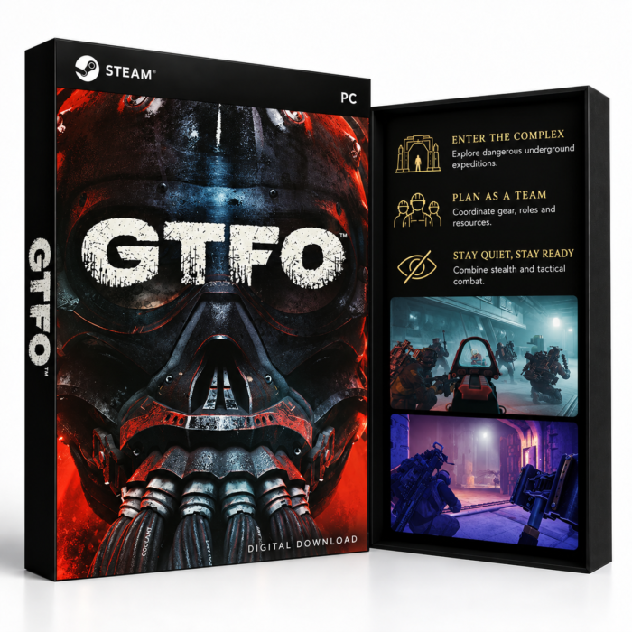 GTFO Steam – digital spillutgave vist med forside og bakside