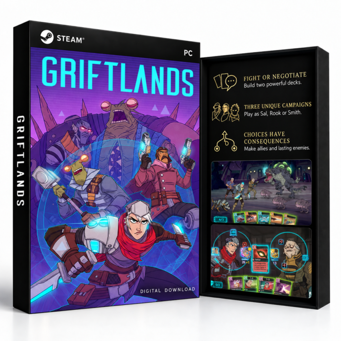 Griftlands Steam – digital spillutgave vist med forside og bakside