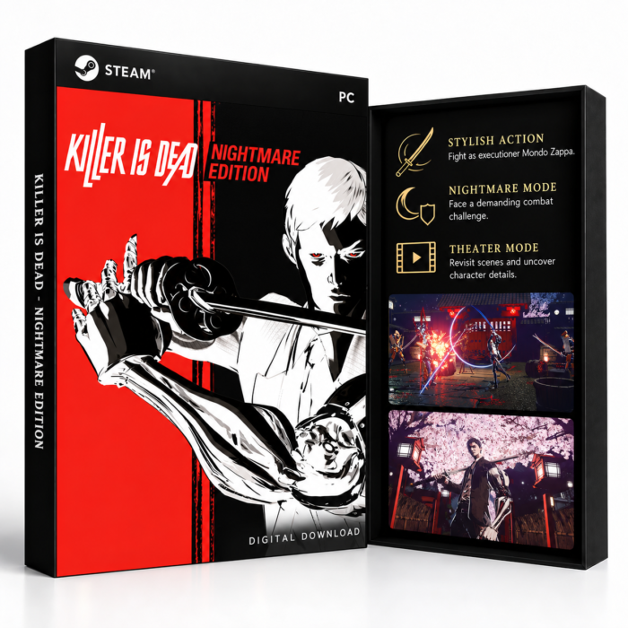 Killer is Dead - Nightmare Edition Steam – digital spillutgave vist med forside og bakside