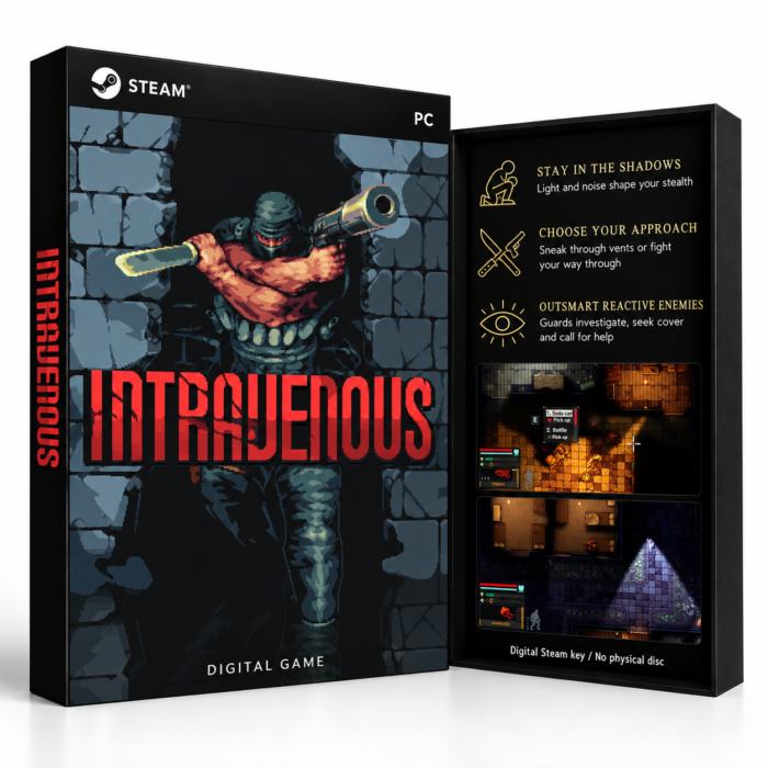 Intravenous – PC (Steam) – digital spillutgave vist med forside og bakside