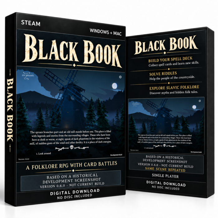 Black Book Steam – digital spillutgave vist med forside og bakside