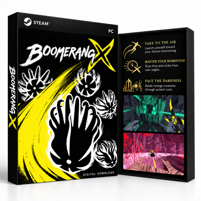 Boomerang X Steam – digital spillutgave vist med forside og bakside